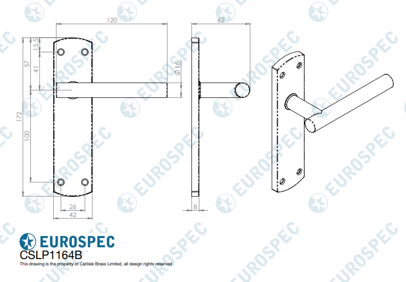 Residential T Bar Lever on Backplate - Image 2