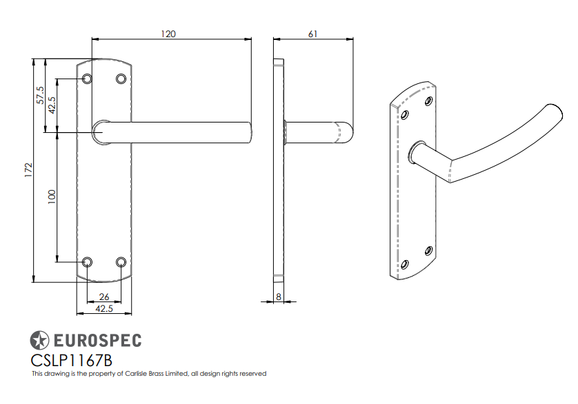 Residential Arched Lever on Backplate Satin Stainless Steel - Image 2