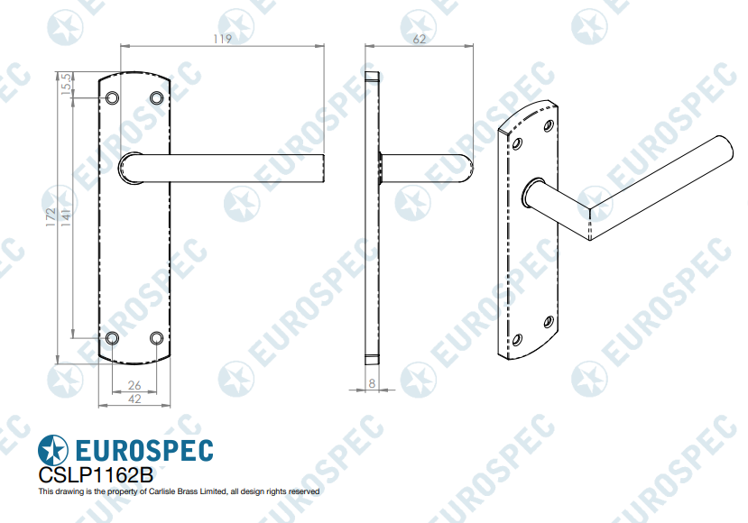 Residential Mitred Lever on Backplate Satin Stainless Steel - Image 2