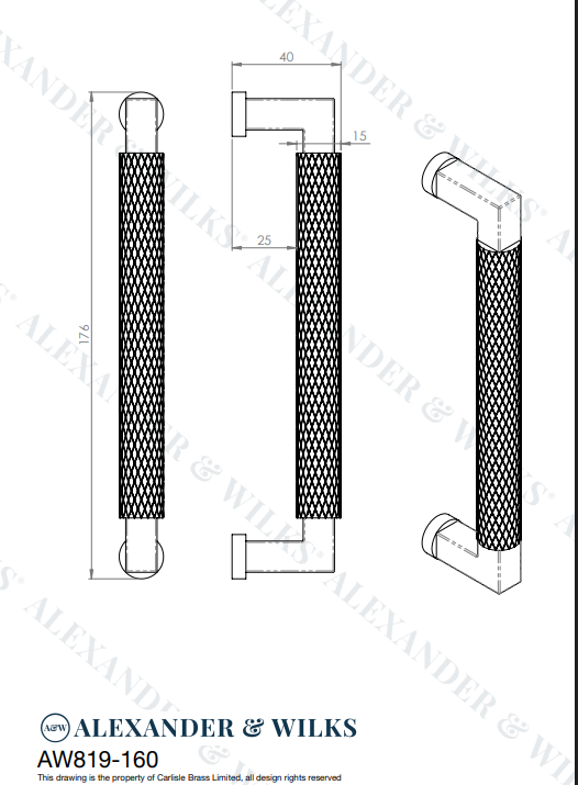 Camille Knurled Cupboard Pull Handle - Image 2