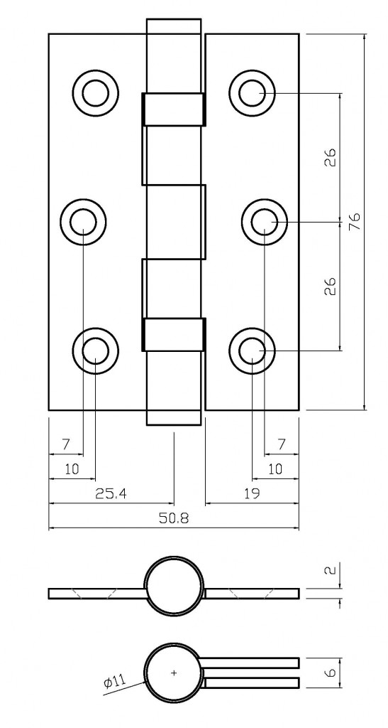 5330 Premium Ball Bearing Stainless Steel Butt Hinge 75mm