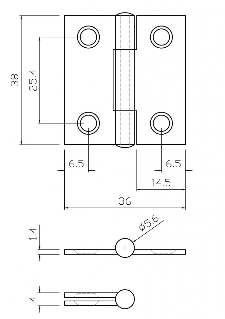 1838 Cranked Butt Hinge – 38mm