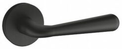 Atlantic Tupai Rapido Curvaline Adra Designer Door Handles On Round Rose, Matt Black - T293RMB (sold in pairs)