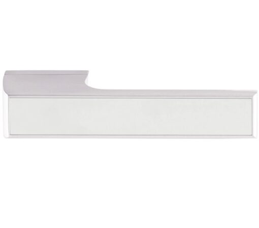 Atlantic Tupai Versaline Tobar Designer Door Handles On Rectangular Rose, Bright Polished Chrome - T3089LPSSPC POLISHED CHROME WITH POLISHED STAINLESS STEEL DECORATIVE PLATE