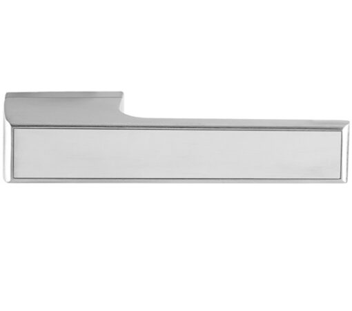 Atlantic Tupai Versaline Tobar Designer Door Handles On Rectangular Rose, Satin Chrome - T3089LPSSSC SATIN CHROME WITH POLISHED STAINLESS STEEL DECORATIVE PLATE