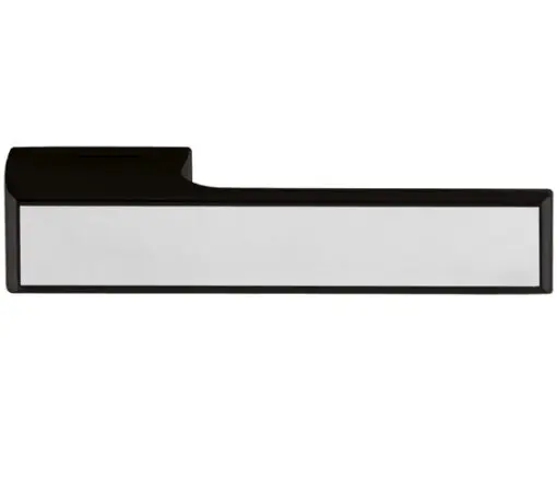 Atlantic Tupai Versaline Tobar Designer Door Handles On Rectangular Rose, Matt Black - T3089LSSSMB MATT BLACK WITH SATIN STAINLESS STEEL DECORATIVE PLATE