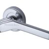 Heritage Brass Tiffany Art Deco Style Door Handles On Round Rose, Polished Chrome (Sold In Pairs)