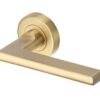 Heritage Brass Trident Satin Brass Door Handles On Round Rose (Sold In Pairs)