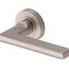 Heritage Brass Trident Satin Nickel Door Handles On Round Rose (Sold In Pairs)