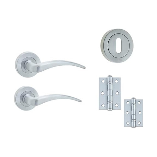 IRONMONGERY SOLUTIONS Lock Pack of Door Handle In Satin Chrome Finish