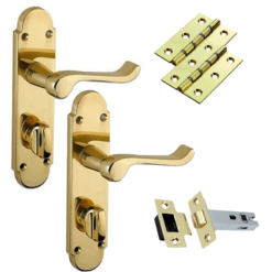 Door Handles on Backplate - Polished Brass