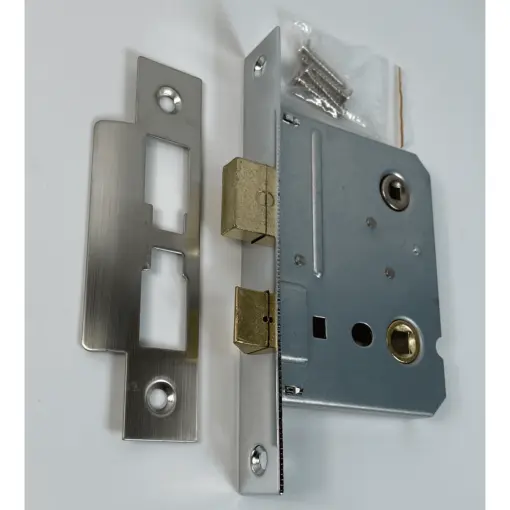 Bathroom Mortice Lock- 63mm- Satin Stainless Steel Finish