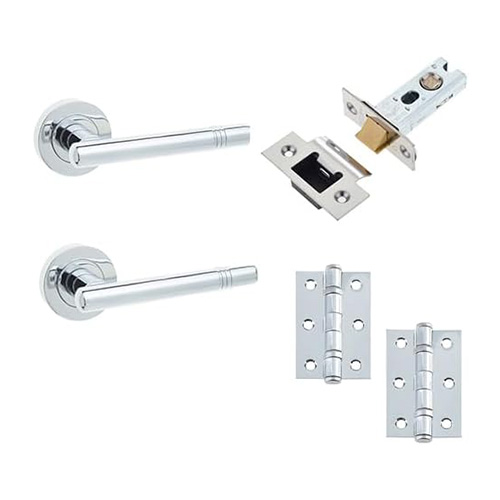 IRONMONGERY SOLUTIONS Bathroom Pack of Door Handle,Bathroom Locks, Turns & Releases & Hinges - Pack of Door Handle in Satin Chrome Finish