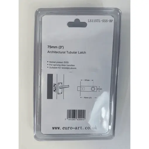 Tubular Latch – 75mm – Satin Stainless Steel & Polished Brass Finish