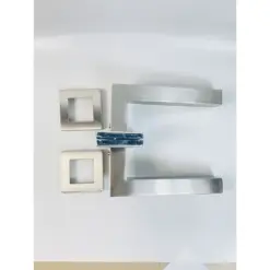 Lever on Square Rose Door Handle – 135mm x 52mm – Satin Stainless Steel Finish