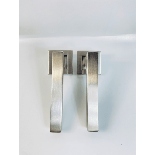 Lever on Square Rose Door Handle – 135mm x 52mm – Satin Stainless Steel Finish