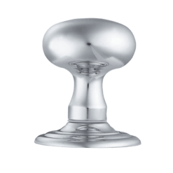 Oval Mortice Door Knob - 56mm - Polished Chrome