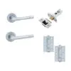 IRONMONGERY SOLUTIONS Latch Pack of Door Handle, Tubular Latch & Hinges - Pack of Door Handle in Satin Chrome Finish