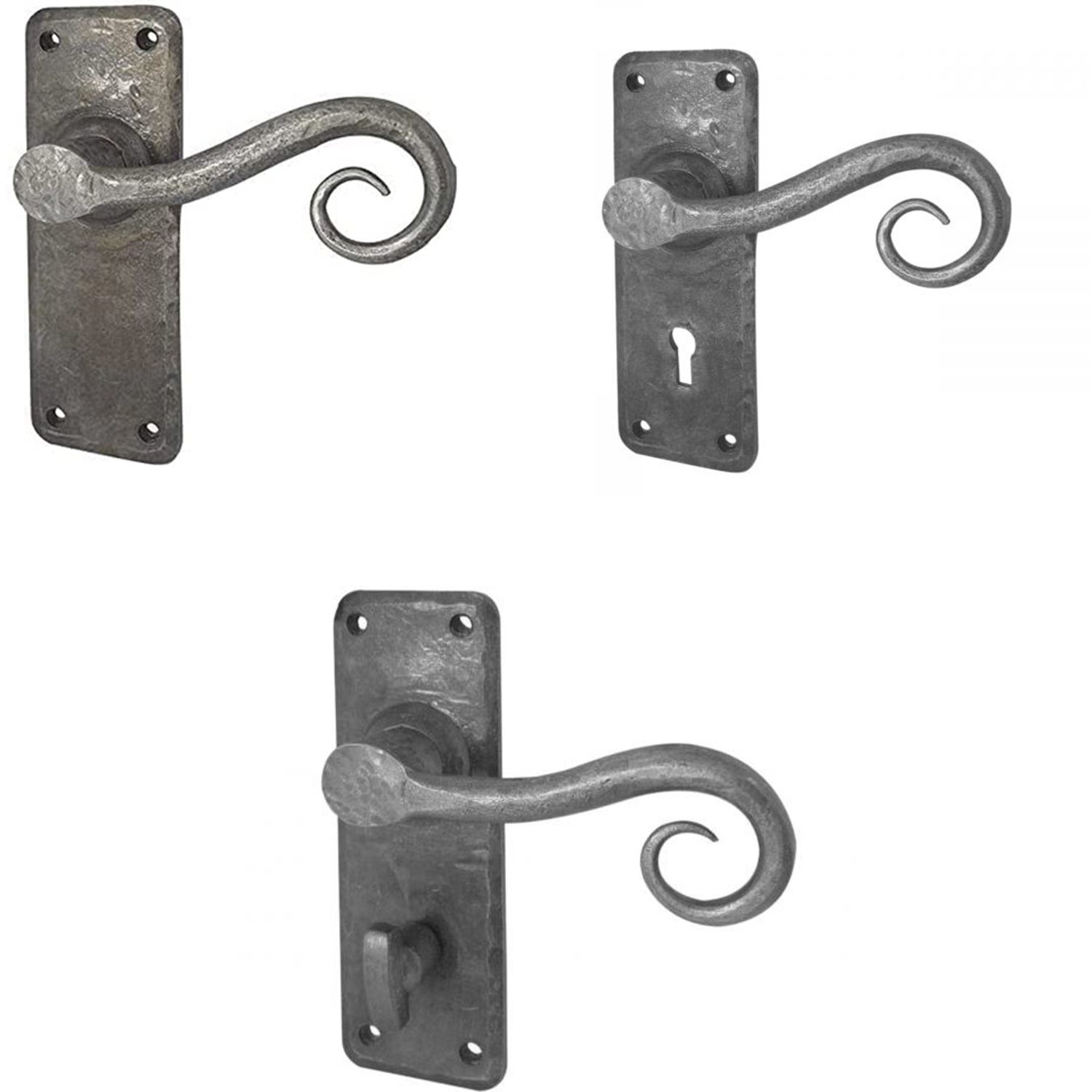 Pewter Door Handles - 150mm x 50mm - Black Antique Finish