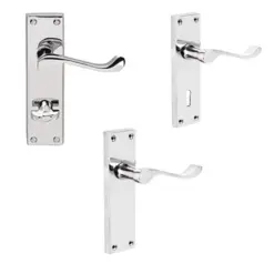 Victorian Scroll Door Handle - Polished Chrome Finish - 150mm x 45mm