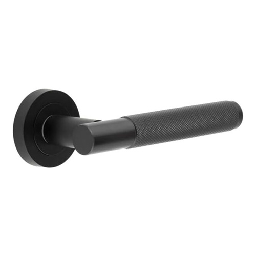 IRONMONGERY SOLUTIONS Latch Pack of Door Handle, Tubular Latch & Hinges - Pack of Door Handle in Matt Black Finish