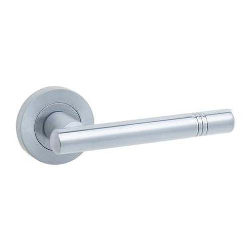 IRONMONGERY SOLUTIONS Latch Pack of Door Handle, Tubular Latch & Hinges - Pack of Door Handle in Satin Chrome Finish