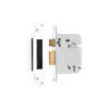 IRONMONGERY SOLUTIONS Lock Pack of Door Handle, 3 Lever Sashlocks, Escutcheons & Hinges - Pack of Door Handle in Satin Chrome Finish