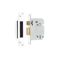 IRONMONGERY SOLUTIONS Lock Pack of Door Handle, 3 Lever Sashlocks, Escutcheons & Hinges - Pack of Door Handle in Satin Chrome Finish