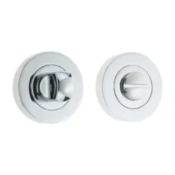 IRONMONGERY SOLUTIONS Bathroom Pack of Door Handle, Bathroom Locks, Turns & Release & Hinges - Pack of Door Handle in Polished Chrome Finish