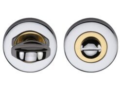 Heritage Brass Round 53Mm Diameter Turn & Release, Dual Finish - Polished Chrome With Polished Brass