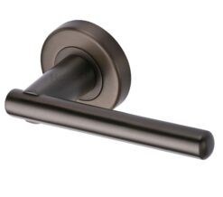 Heritage Brass Challenger Matt Bronze Door Handles On Round Rose