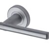 Heritage Brass Challenger Satin Chrome Door Handles On Round Rose (Sold In Pairs)