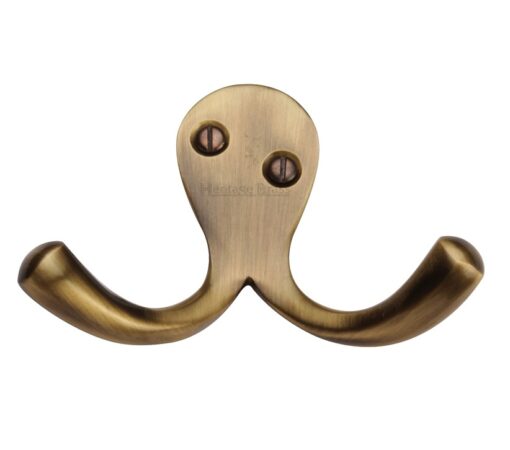 Heritage Brass Double Robe Hook (64Mm Width), Antique Brass