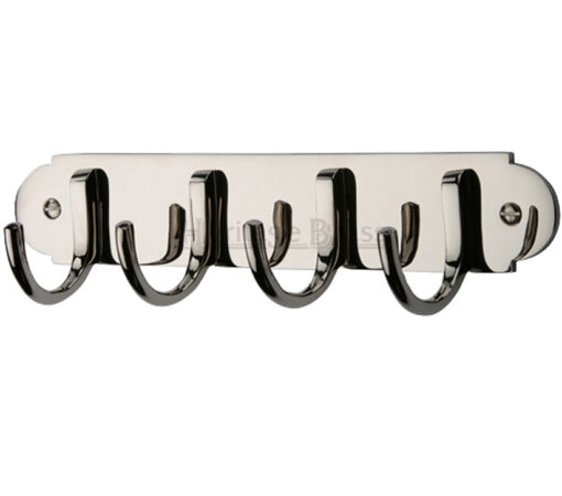 Heritage Brass Coat Hooks On Plate (223Mm Width), Polished Nickel