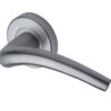 Heritage Brass Wing Satin Chrome Door Handles On Round Rose (Sold In Pairs)