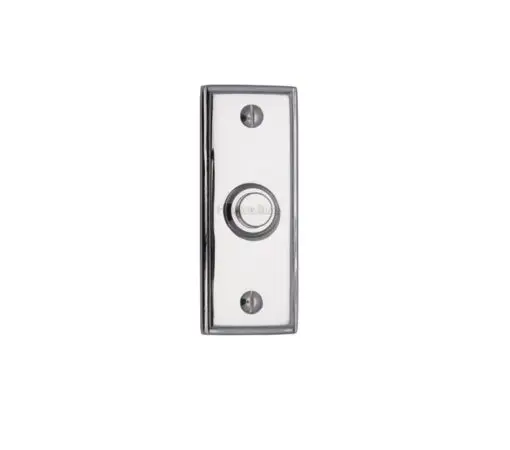 Heritage Brass Oblong Bell Push (83Mm X 33Mm), Polished Chrome