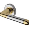 Heritage Brass Turin Dual Finish Polished Chrome With Polished Brass Edge Door Handles On Round Rose (Sold In Pairs)