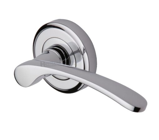 Heritage Brass Sophia Polished Chrome Door Handles On Round Rose (Sold In Pairs)