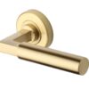 Heritage Brass Bauhaus Satin Brass Door Handles On Round Rose (Sold In Pairs)