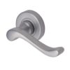 Heritage Brass Bedford Satin Chrome Door Handles On Round Rose (Sold In Pairs)