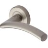 Heritage Brass Centaur Satin Nickel Door Handles On Round Rose (Sold In Pairs)