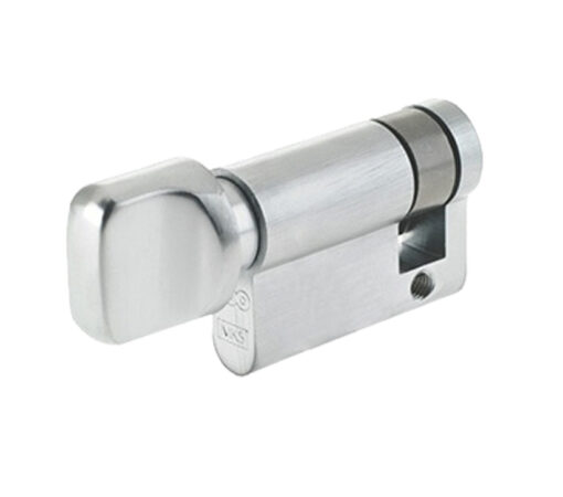 Precision Euro Profile Single Body Cylinder Turn Only, Satin Chrome