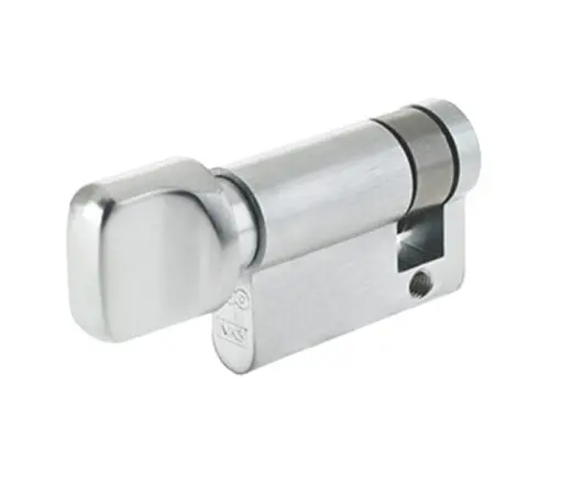 Precision Euro Profile Single Body Cylinder Turn Only, Satin Chrome