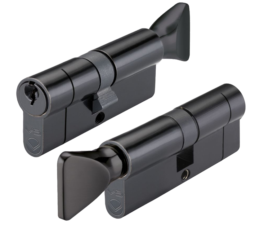 Zoo Hardware Vier Precision Euro Profile Cylinder & Turn (Various Sizes), Black