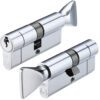 Precision Euro Profile Cylinder & Turn (Various Sizes), Polished Chrome