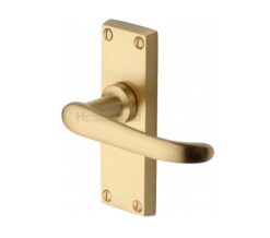 Heritage Brass Windsor Short Satin Brass Door Handles (Sold In Pairs)