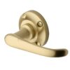 Heritage Brass Windsor Door Handles On Round Rose, Satin Brass (Sold In Pairs)