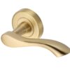 Heritage Brass Algarve Satin Brass Door Handles On Round Rose (Sold In Pairs)