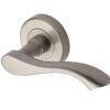 Heritage Brass Algarve Satin Nickel Door Handles On Round Rose (Sold In Pairs)