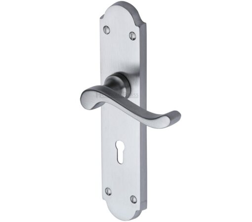 Heritage Brass Savoy Long Satin Chrome Door Handles (Sold In Pairs)